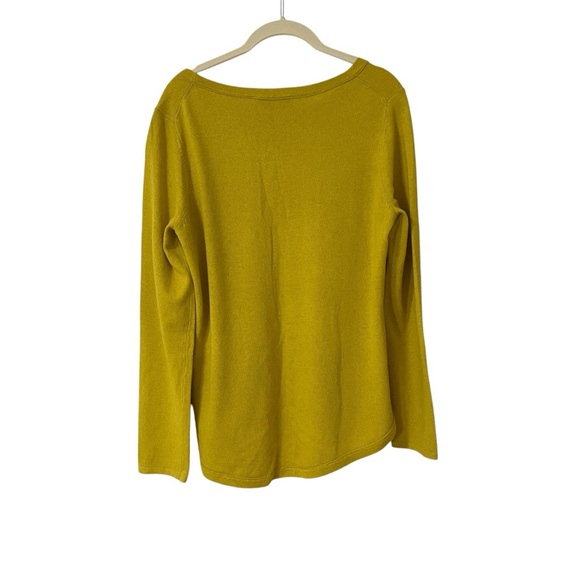 LOFT Mustard Yellow Knit Sweater Size Large Long Sleeves Wool Blend - Picture 2 of 8